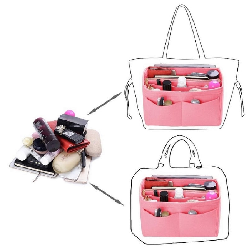 ZTUJO Purse Organizer Insert, Felt Bag Organizer with Metal Zipper, Handbag & Tote Shaper, For Speedy Neverfull Tote, 7 Sizes(Large, Light Pink) - Image 5